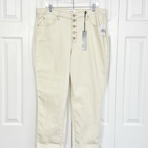 NWT Nicole Miller Off White Cream Soho High Rise Skinny Crop Jeans 16